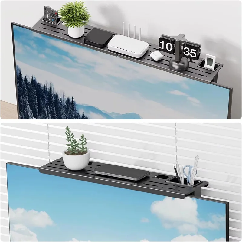 B67C TV Screen Shelf Adjustable Desktop Organizer For Monitors Media Boxes For TV Rack