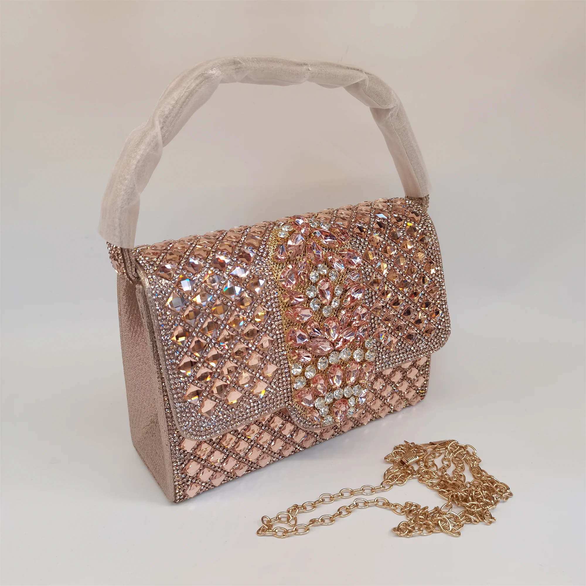 Hot Sale Women Shiny Rhinestone Embellished Clutch Shoulder Bag Evening Party Wedding Handbag Crossbody Bag F5-917-3