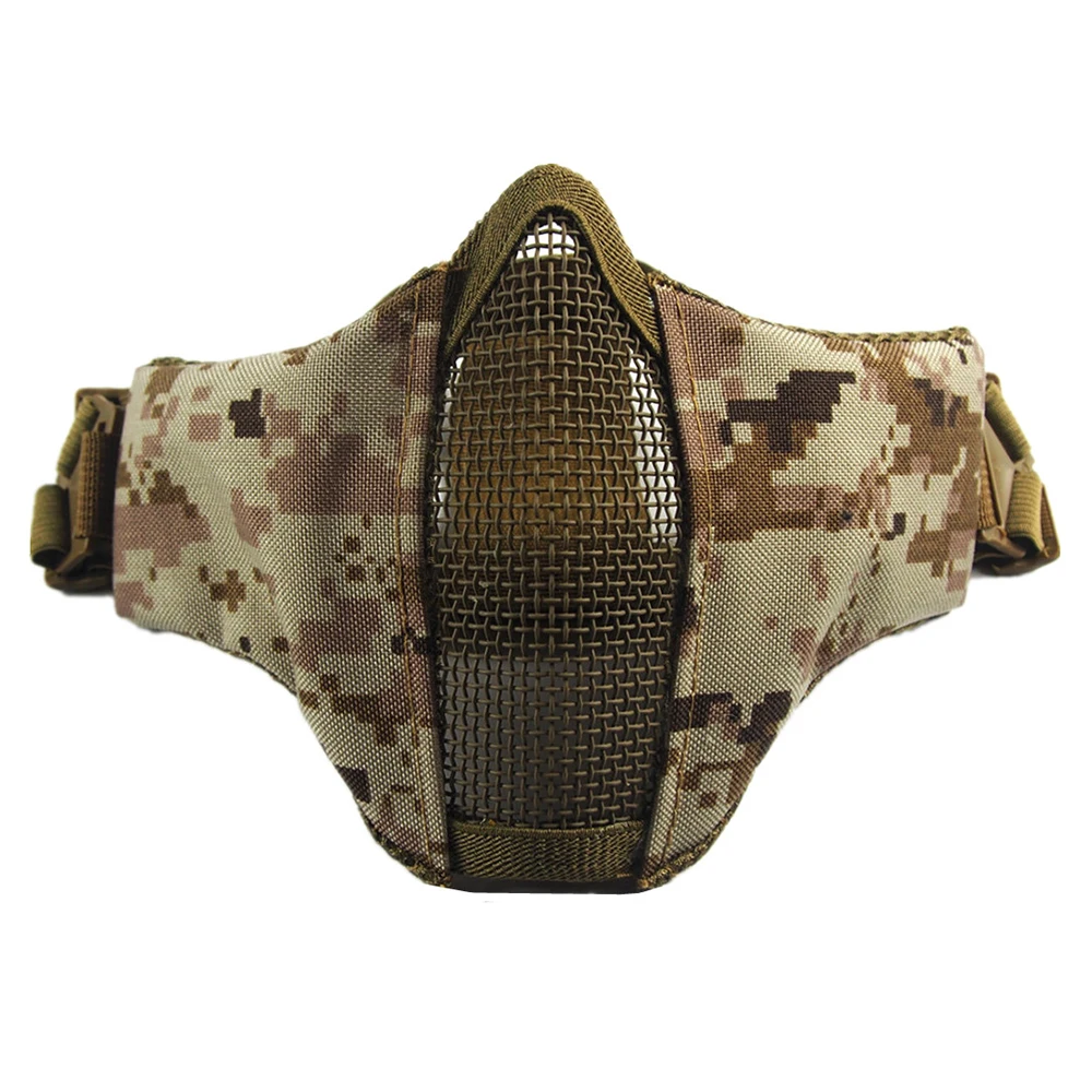 Half Face Metal Steel Airsoft Masker Jacht Tactisch Net Mesh Masker CS Beschermende Halloween Party Half Face Paintball Maskers