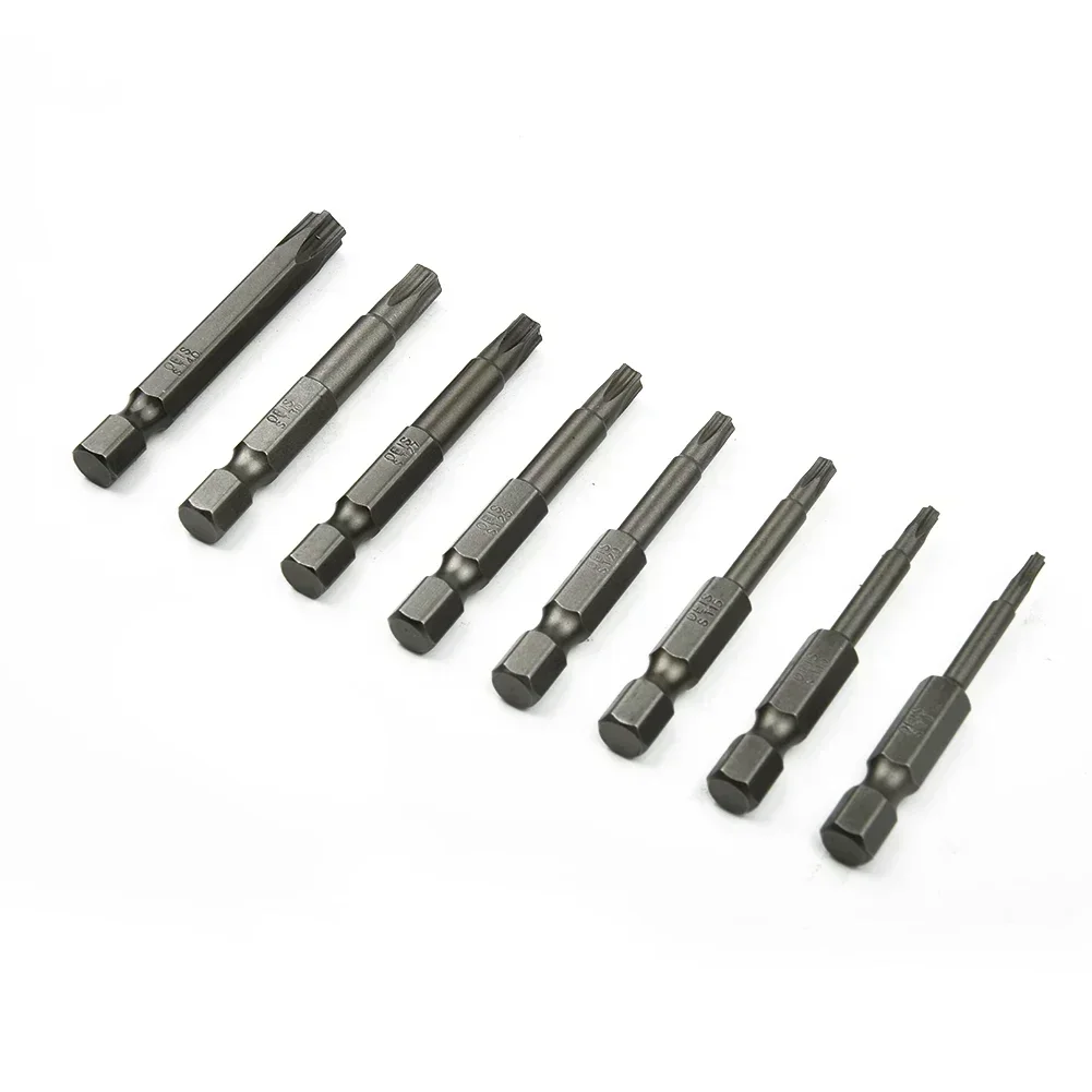 Screwdriver Bit For Manual Screwdrivers Heavy Duty Silver T8/T10/T15/T20/T25/T27/T30/T40 Five-point For Air Drills