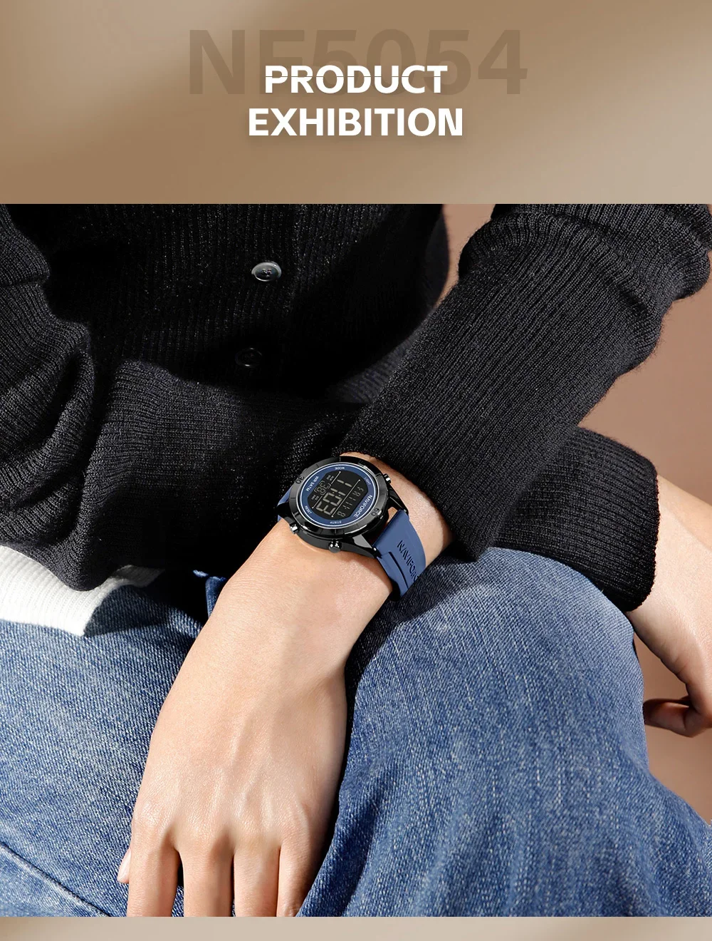 NAVIFORCE NF5054 Простые модные часы для женщин ЖК-цифровой дисплей 30 м водонепроницаемые спортивные наручные часы с силиконовым ремешком