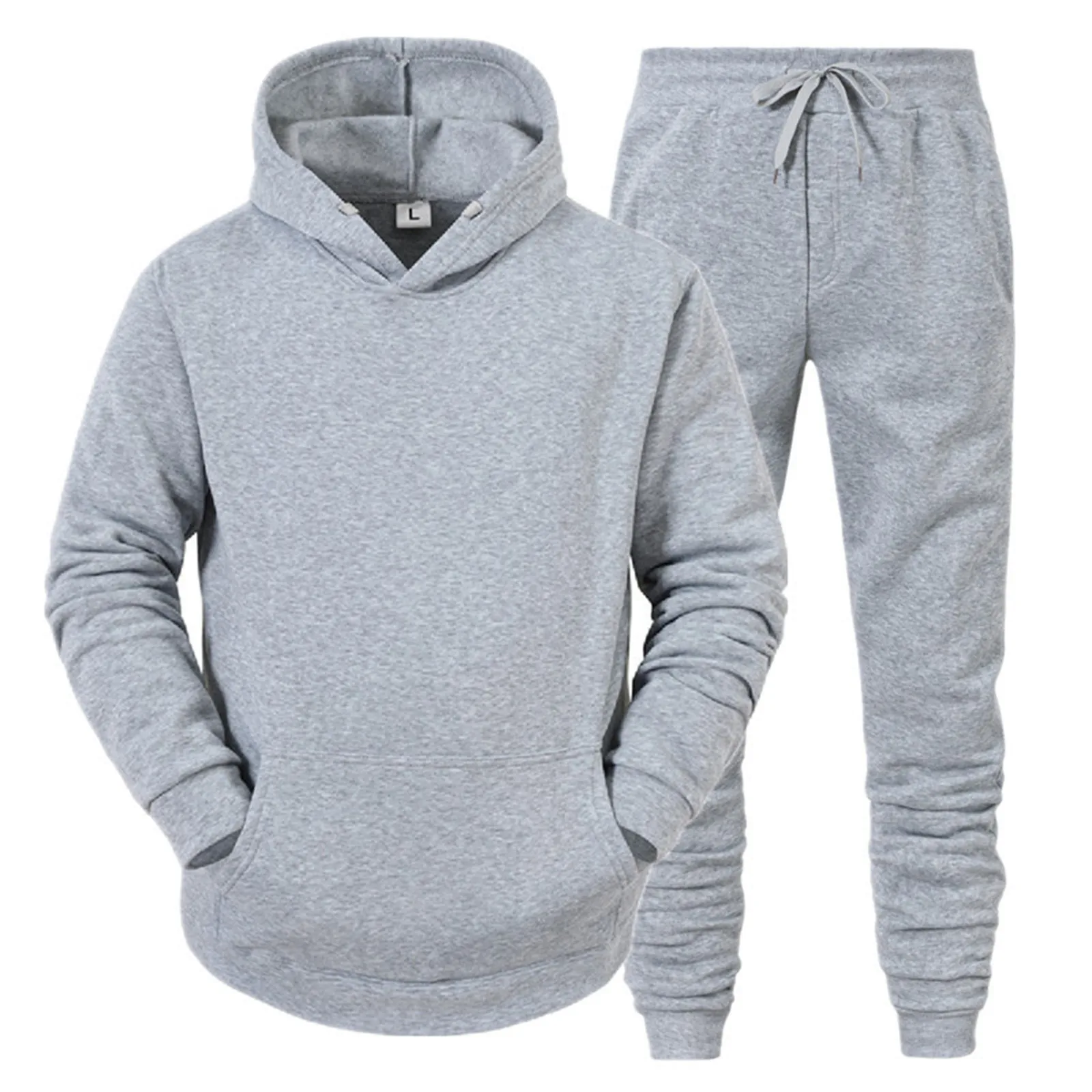 Men\'s Sets Hoodies+Pants Casual Tracksuit Sportswear Solid Pullovers Autumn Winter Fleece Suit Oversized Sweatershirts Outfits