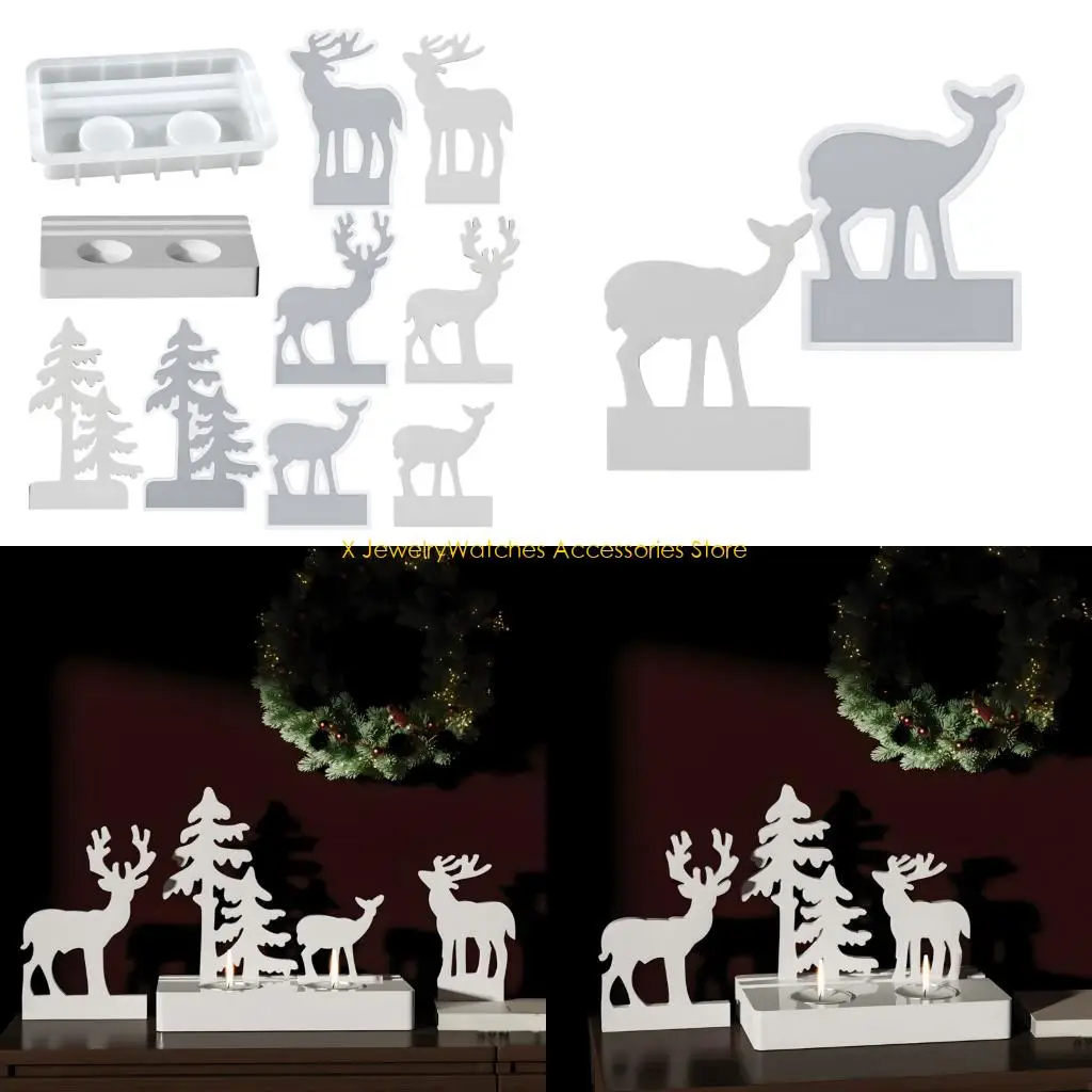 

31KD Christmas Tree Silicone Mold Handmade Standing Elk Decoration Crafting Tool