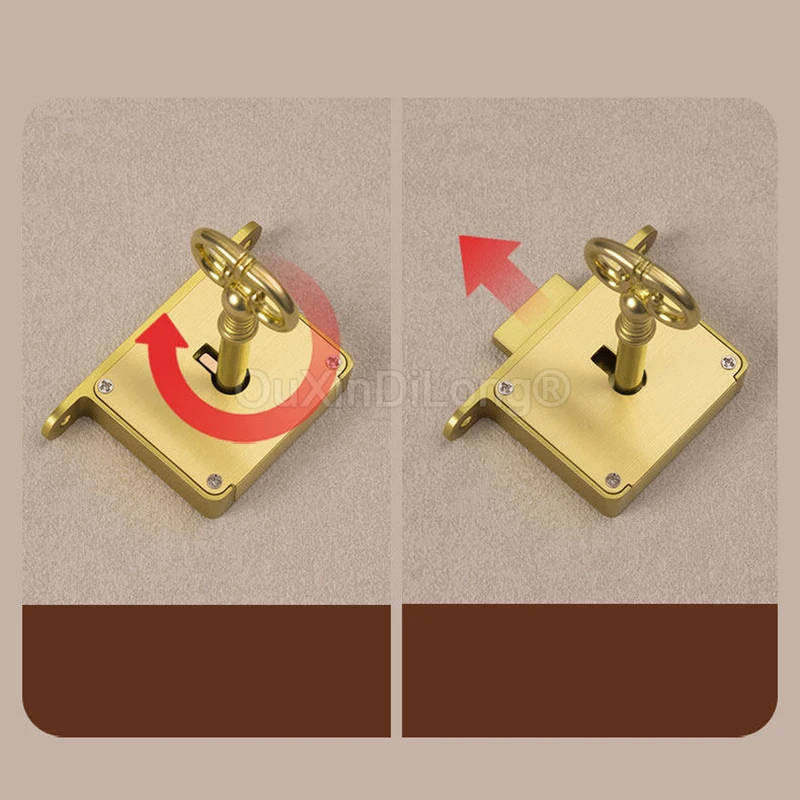 1PCS Antique Brass Drawer Lock Invisible Cabinet Locks Dresser Hidden Closet Door Lock w Key Concealed Installation GF1533