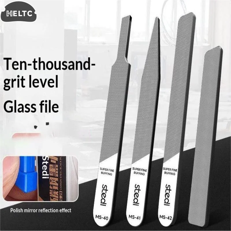 1/4PCS Silver Ultra Fine Glass File Washable / Durable Polishing Tool For Models Nub Removal Mirror Finish Residue Polishing