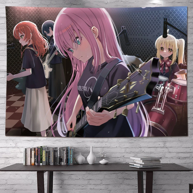 VIKAMA Bocchi the Rock Anime Manga Tapiz de pared de poliéster para dormitorio, sala de estar, dormitorio, decoración del hogar para fanáticos