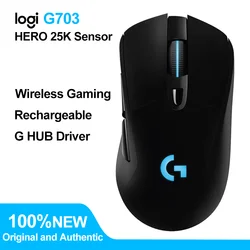 Logitech G703 LIGHTSPEED HERO Sensor E-sports Gaming Mouse 25600DPI Rechargeable Ergonomic 2.4G Wireless Mice RGB Backlight 1ms