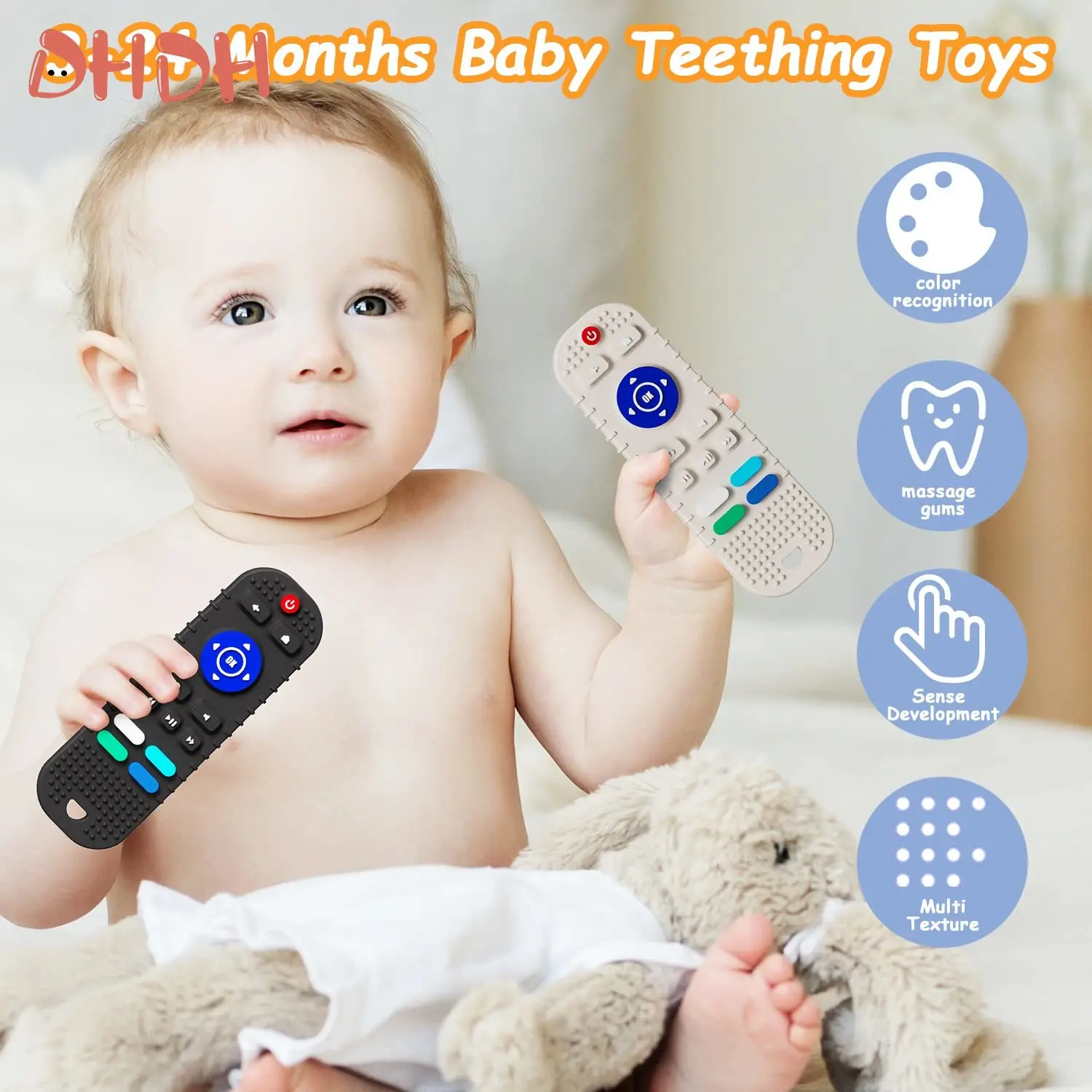 

Детские прорезыватели с дистанционным управлением, силиконовые детские перчатки против еды, браслет-пустышка, палочка для прорезывания зубов, кусающие мультяшные успокаивающие игрушки для укусов