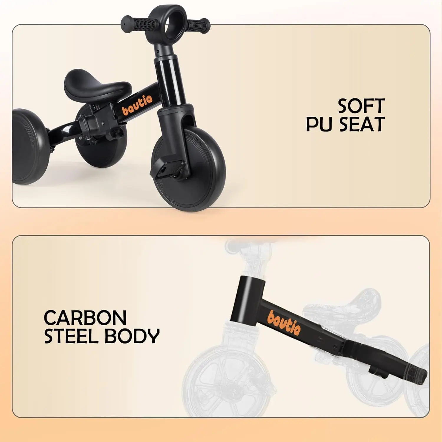 Tricycle for Toddlers 1-3, 4 in 1 Baby Balance Bike 1 2 Year Old Boy Girl Birthday Gift, Kids Bicycle Outdoor Toy with Removable