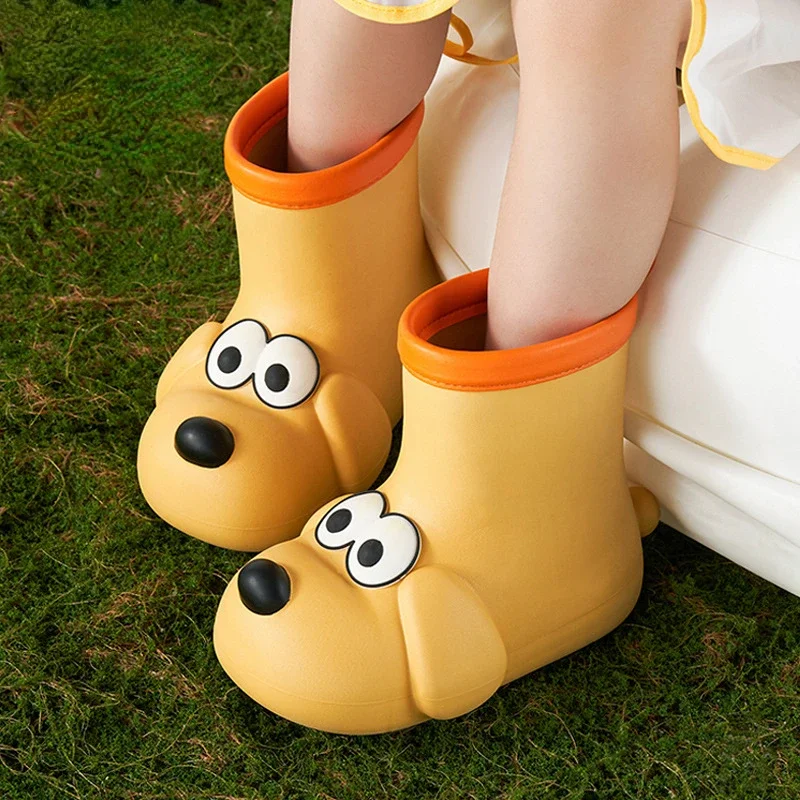 Children Rain Boots 2024 Four Season Cute Cartoon Dog Rain Shoes Waterproof Boys Girls Non-Slip EVA Shoes Baby Boots