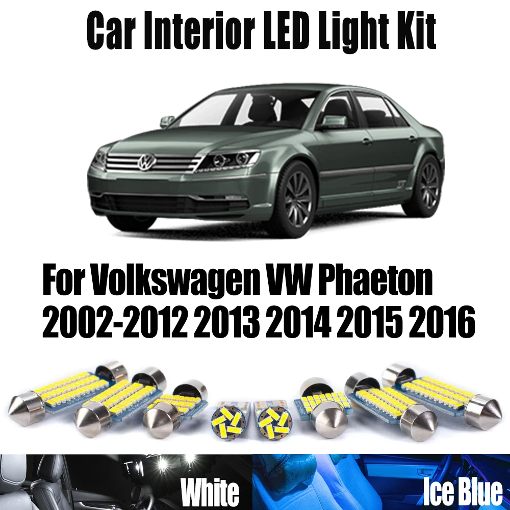 

27Pcs Canbus LED Interior Map Dome Trunk Footwell Door Light Kit For Volkswagen VW Phaeton 2002- 2013 2014 2015 2016 Car Bulbs