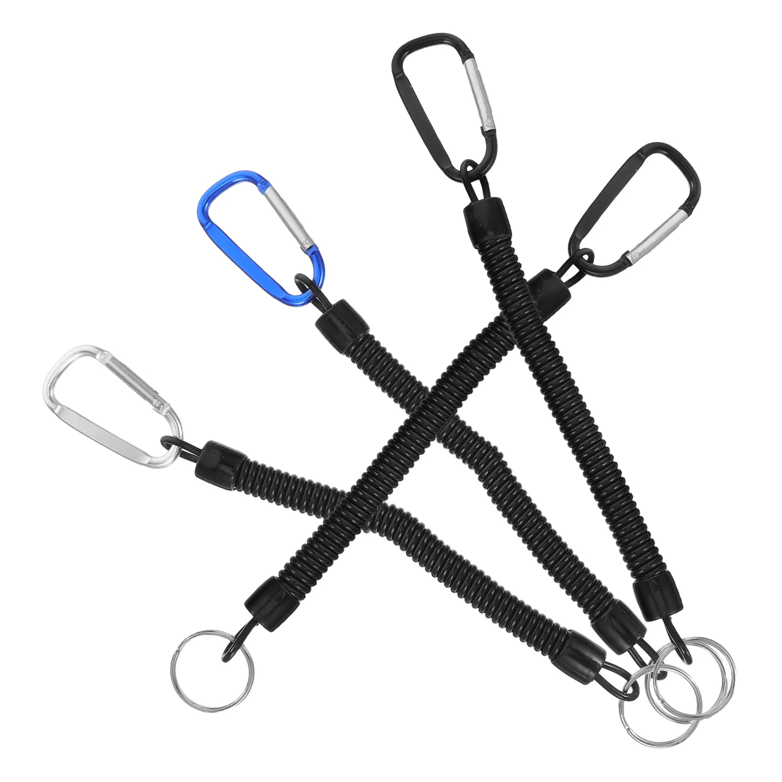 

4pcs Anti lost Spring Rope Lanyards Durable Portable Outdoor Retractable Key Chains Coil Keychain For Hiking Camping Fishing