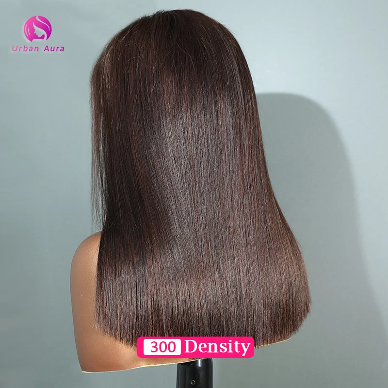 2x6 5x5 prêt à porter sans colle cheveux bruts vietnamiens 250 densité 100 cheveux humains dentelle frontale perruques os droit brun 13x6 Bob perruque