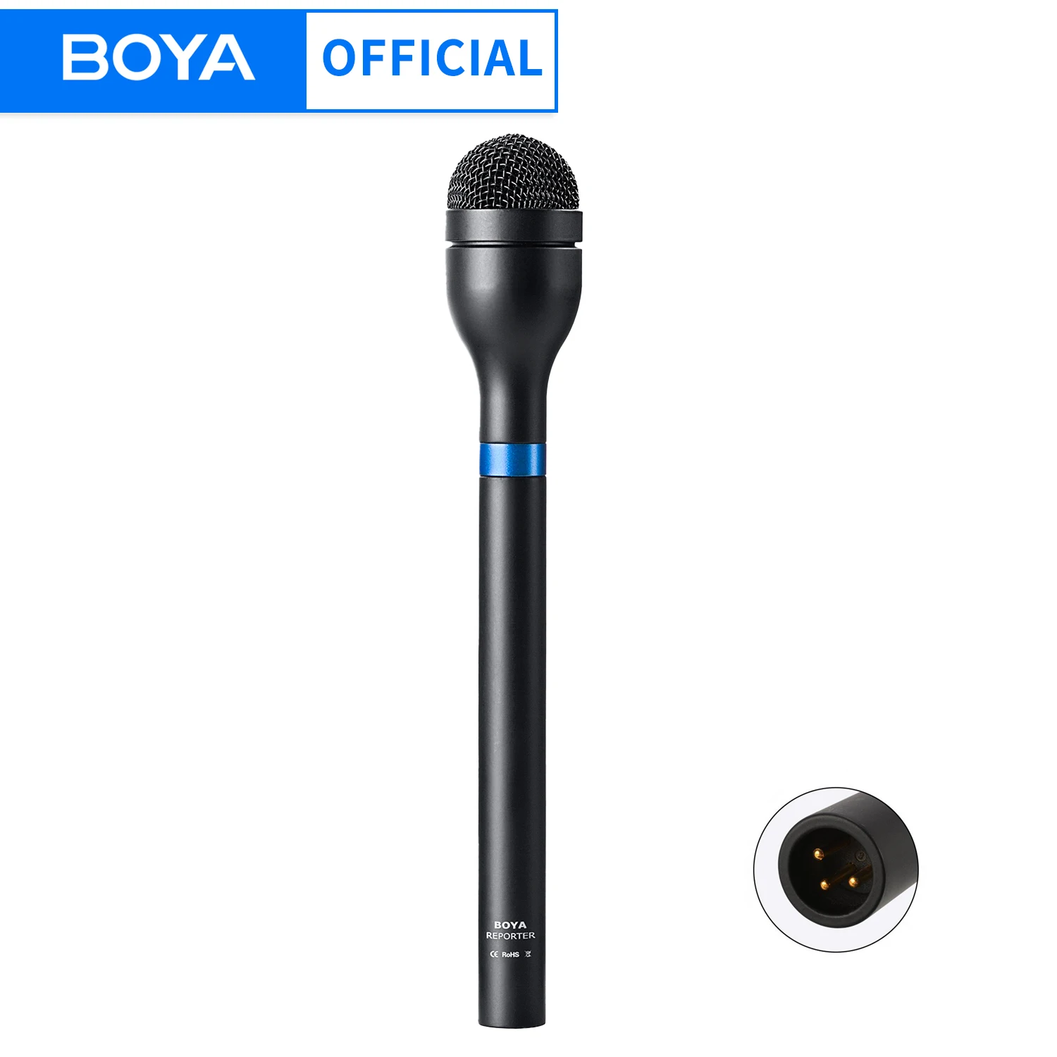 

BOYA BY-HM100 Omni-Directional Wireless Handheld Dynamic Microphone XLR Long Handle for ENG & Interviews & News Gathering