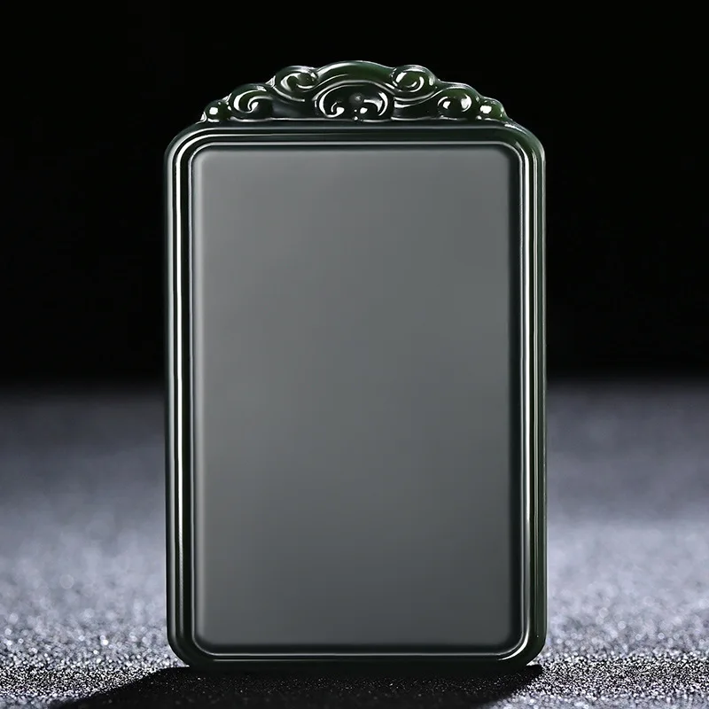 

Fine Jewelry Natural Hetian Nephrite Jade Double Sided Carved Green Jade Peace Pendant For Men And Women