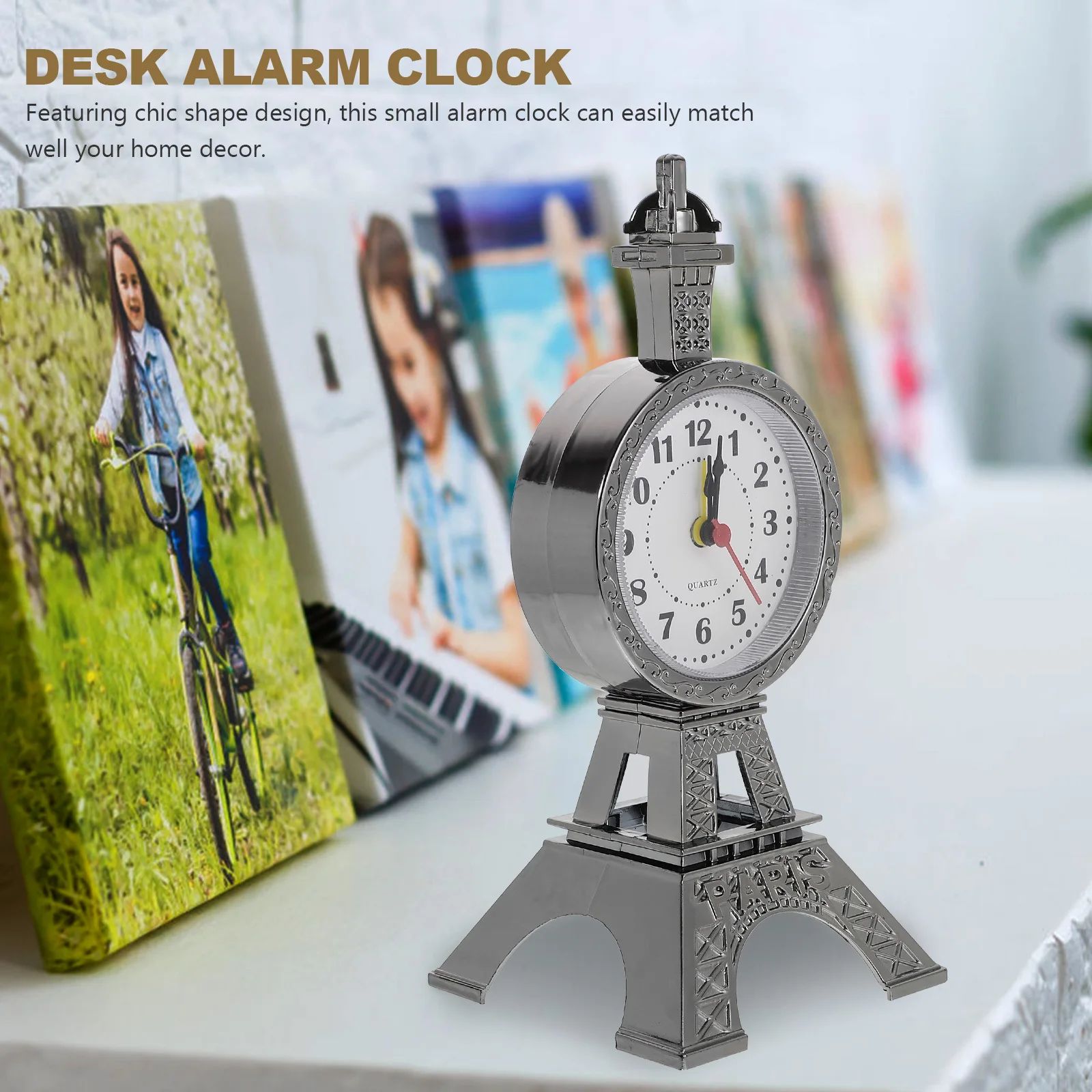 

Desk Alarm Clock Eiffel Tower Vintage Style Bedside Tabletop Small Gift Home Office Decor Long Lasting
