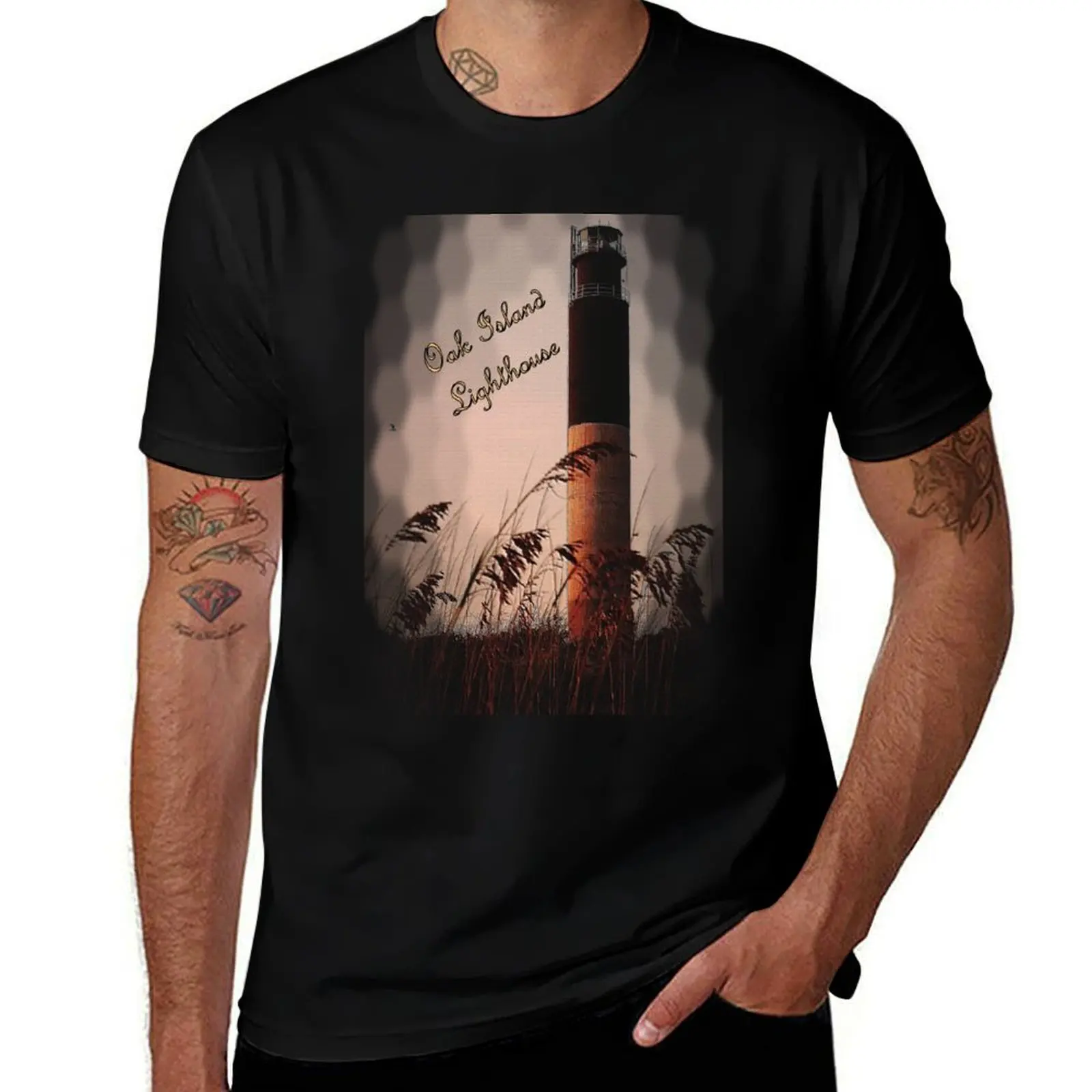 

Oak Island Lighthouse T-Shirt printed t shirts for man man t shirt heavy cotton T-Shirt