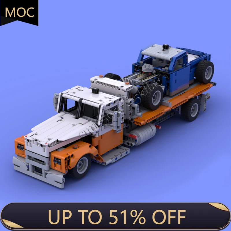 

1646 PCS MOC City Engineering Adjustable Road Trailer Model Technology Building Blocks Creative Children Toys Christmas Gifts