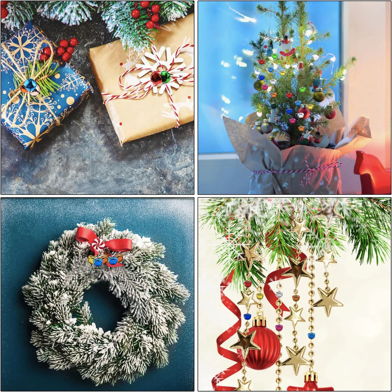 100 قطعة أجراس جلجل للحرف اليدوية متعدد الألوان أجراس عيد الميلاد حلية 0.5 بوصة أجراس حرفية لإكليل صنع المجوهرات ديكور المنزل #2