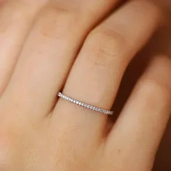 Simple Delicate Trendy Shiny Inlay Zirconia Thin Rings for Women Rose Gold Silver Colour Ring Wedding Accessory Jewelry Gifts