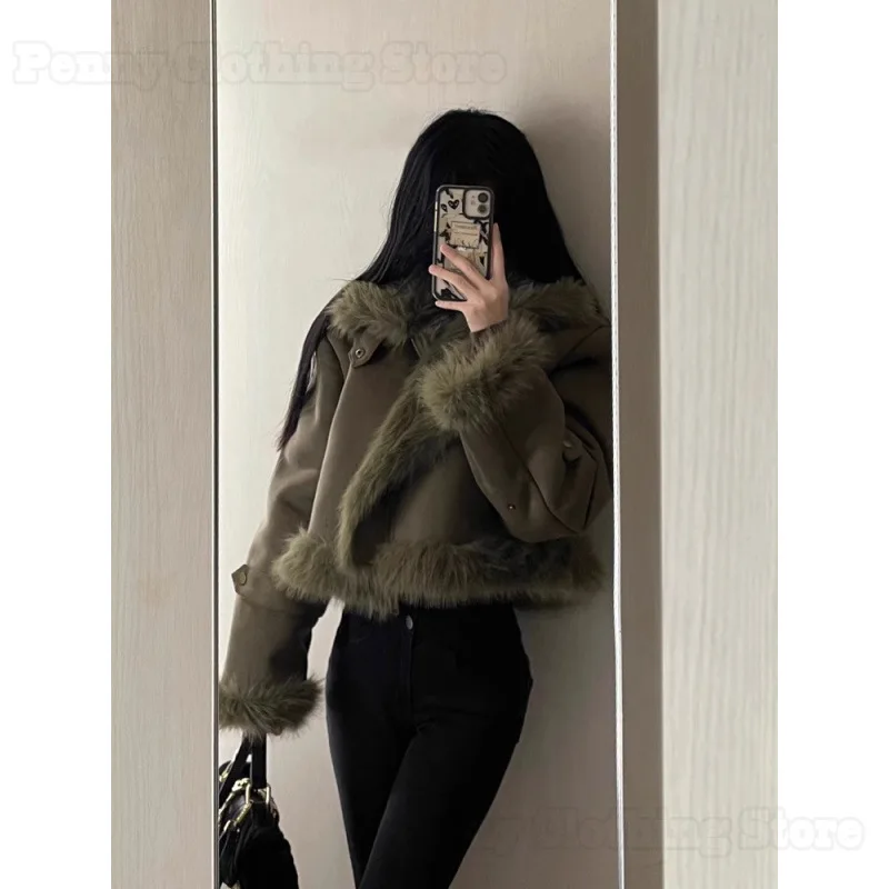 2025 New Suede Jacket Women's Autumn and Winter High-Quality Thickened Motorcycle Jacket Top for Small Men