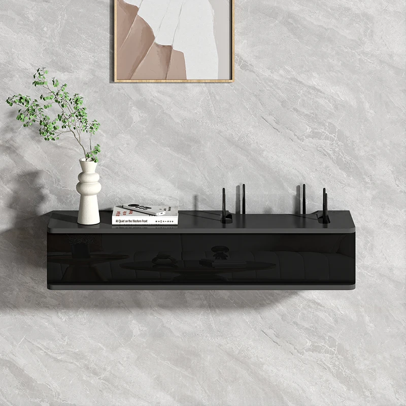 Wood WiFi Router Storage Box Wall Mounted No Drilling  Top Box TV Cable Concealment Rack Plug Organizer for Living Room