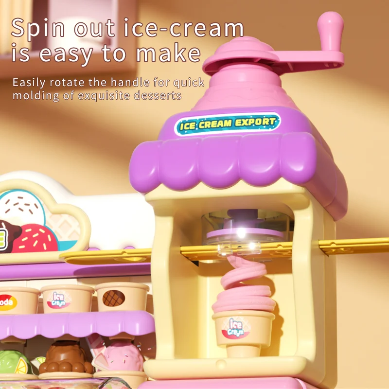 YIMI Kids Pretend Play Ice Cream Maker Pretend Play Kitchen Food Accessories Plasticine Toy Clay Ice Cream Shop Toys