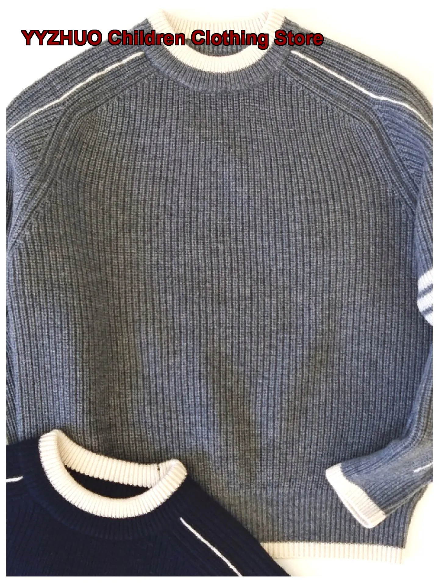 Kids Pure Knit Top Teenagers Big Boys Babies Pullover Sweater Round Neck