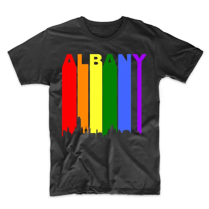 Albany New York Rainbow Skyline Lgbt Lgbtq Gay Pride T Shirt By Really Awesome