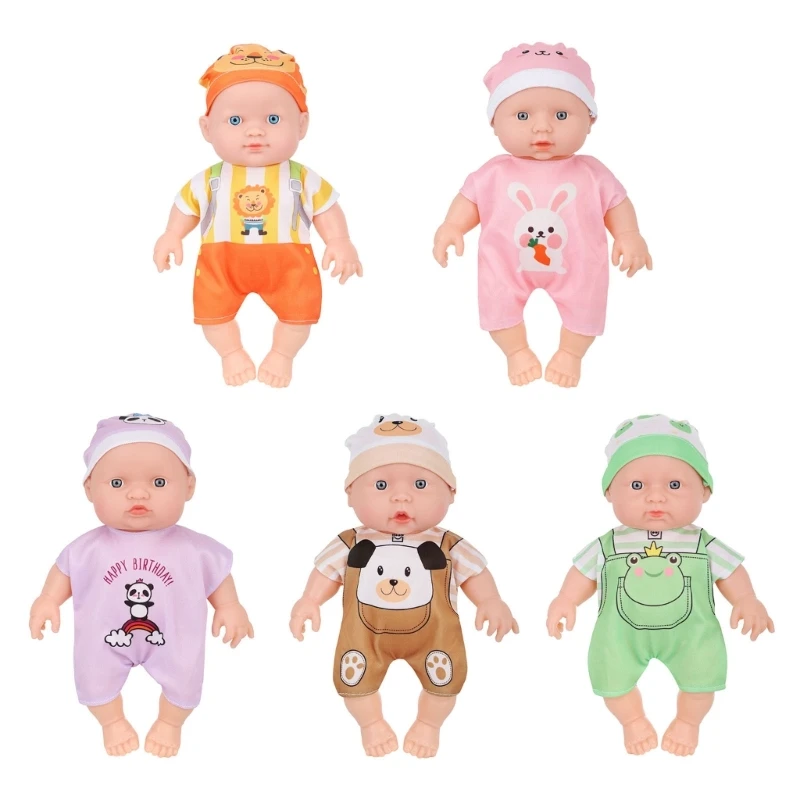

25cm Interactive Reborns Baby Dolls with Bendable Joints Early Childhood Development Comforting Toy for Toddler Gift 15UB