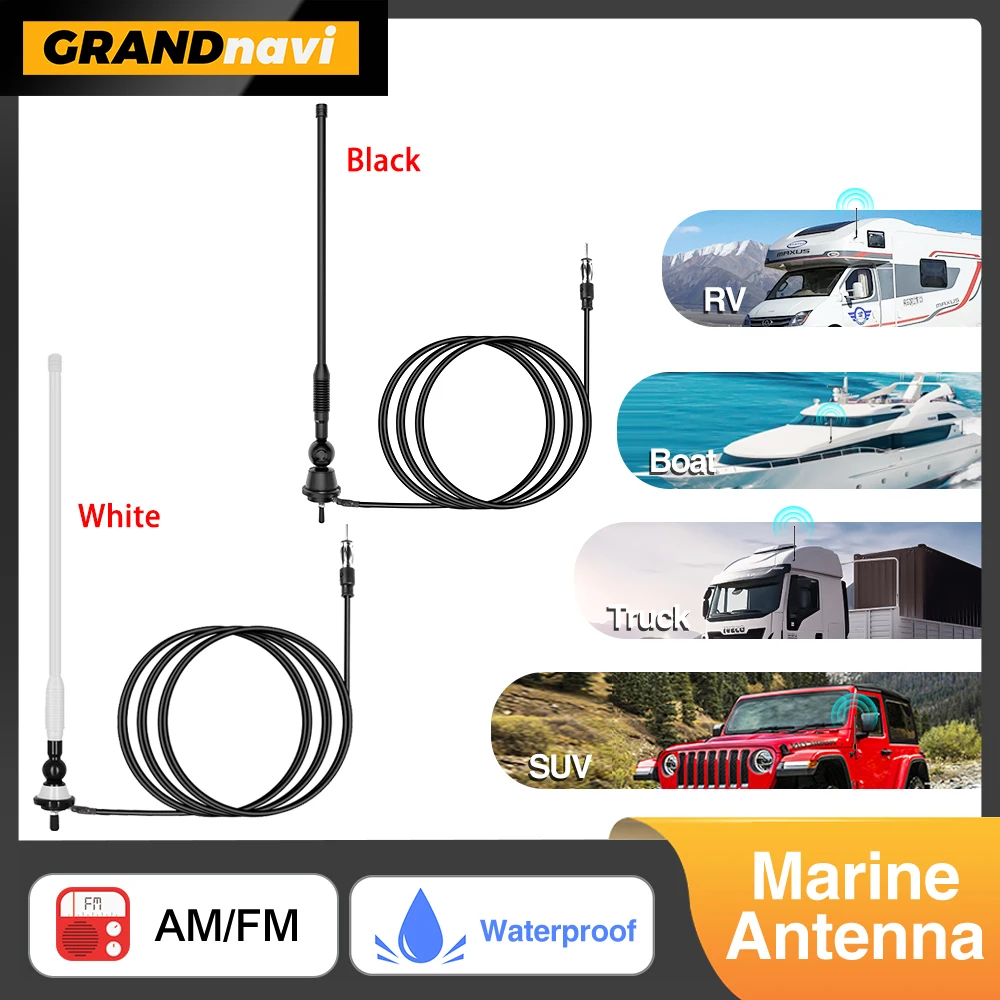 Universal Marine Radio Antenna AM/FM Waterproof For Golf Cart ATV UTV RV Truck Excavator Tractor RVR Yacht Flexible Signal