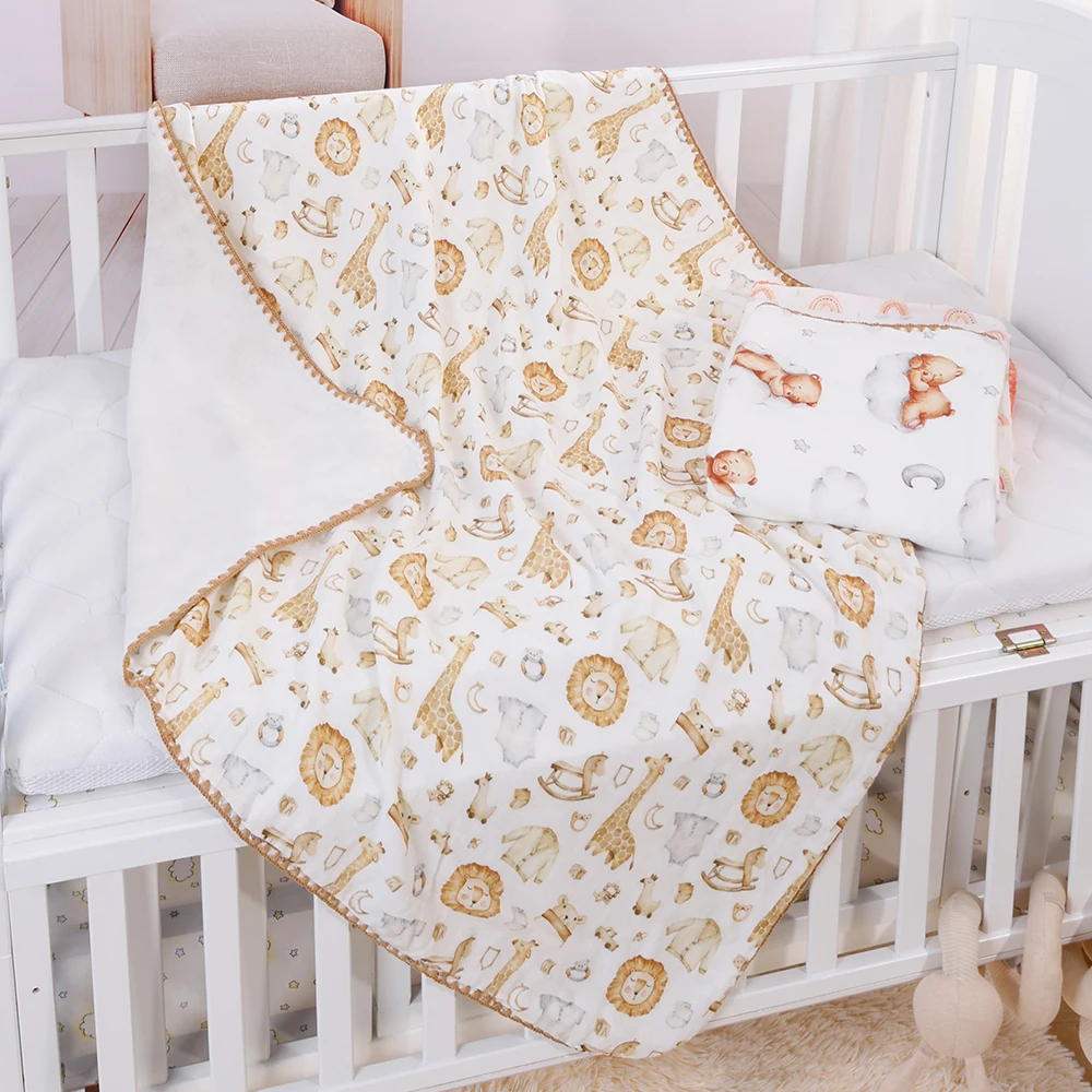 Elinfant 4 Layers Digital Print Summer New Arrival Baby Blanket Cute Cartoon Newborn Muslin Swaddl Blanket Baby Quilt