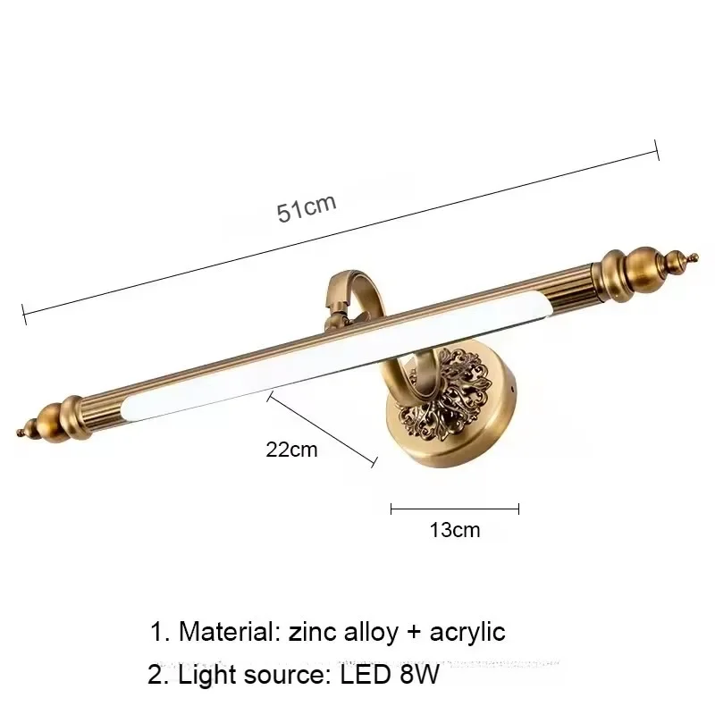 Светодиодная зеркальная лампа коричневая бронза Водонепроницаемая гостиничная витрина фреска современная настенная лампа для кабинета в ванной комнате Линейная лампа для макияжа