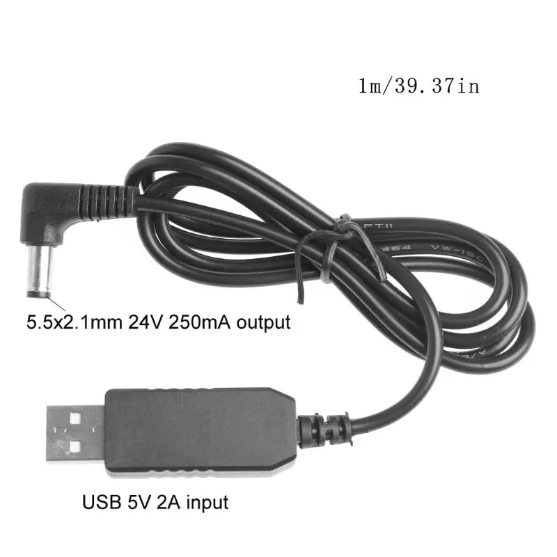 USB 5V To for DC 24V 5.5x2.1mm 250mA Step Up Cable Power Boost Line For Router LED Strip Camera