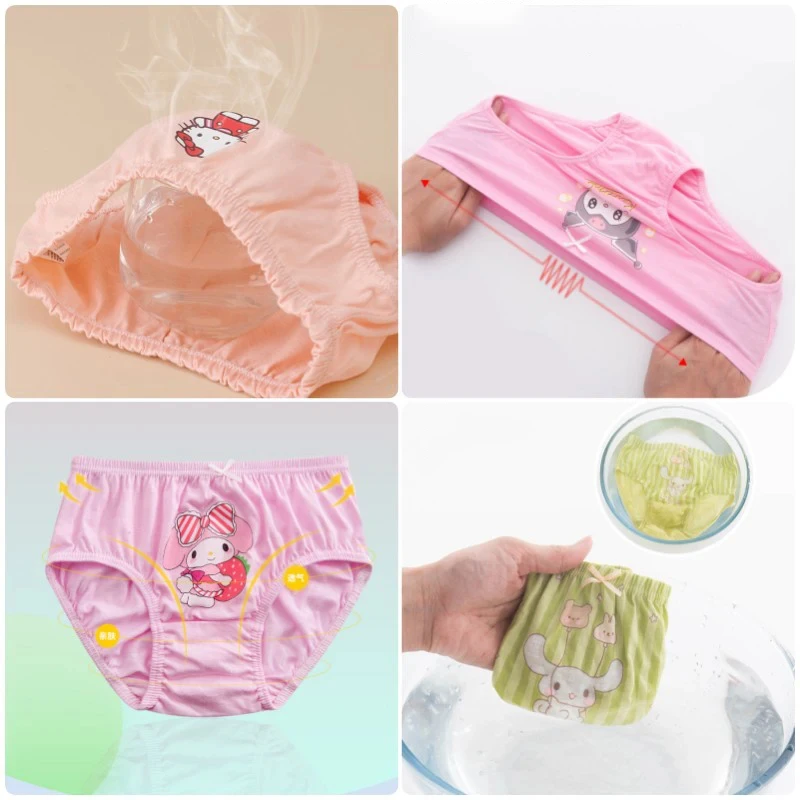 5Pcs/lot Anime Sanrio Girl 100%pure Cotton Underwear Hello Kitty Clothes Kuromi Melody Triangles Shorts Girl Breathable Panties