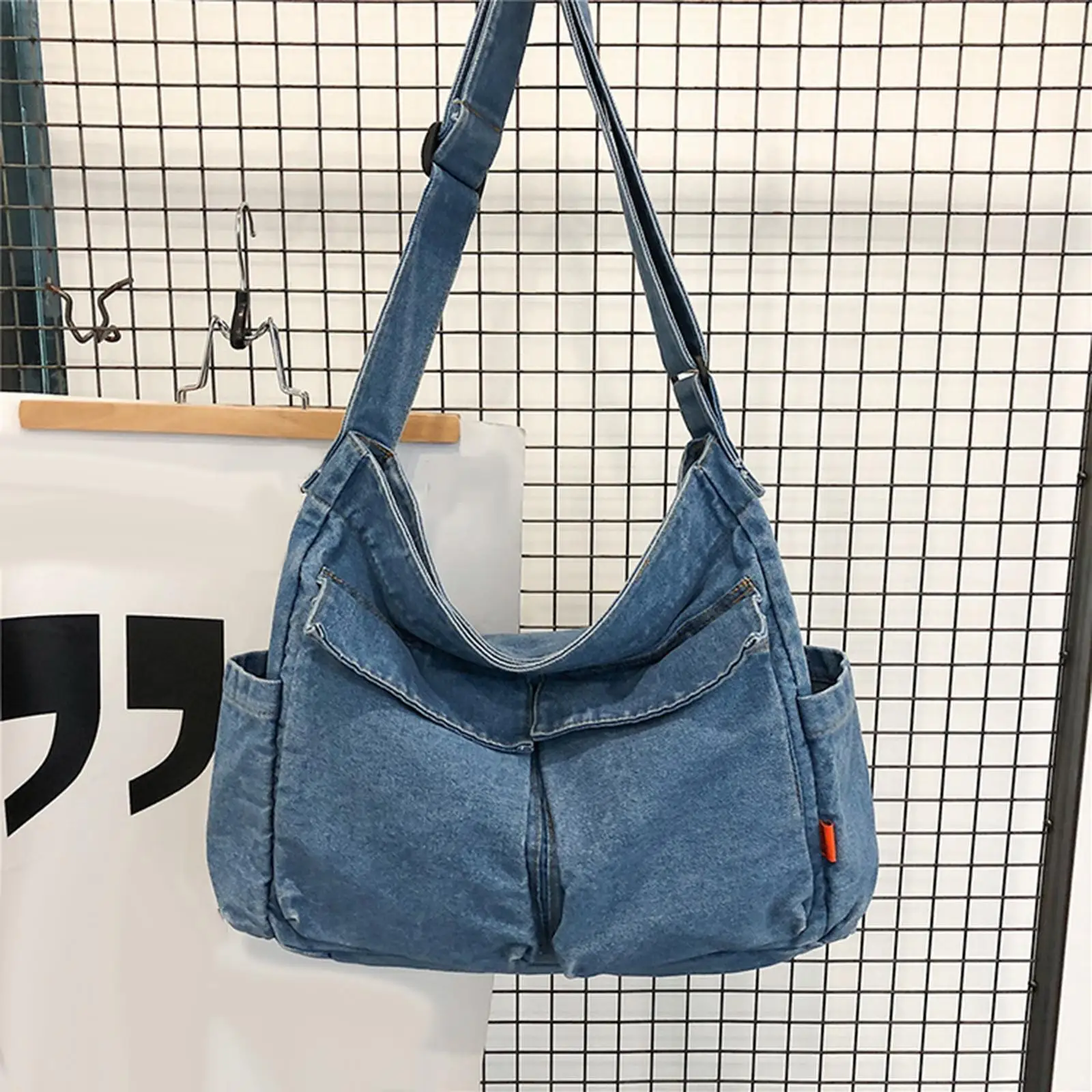 

Retro Women Denim Korean Version of Literary Shoulder Bag Large Capacity Messenger Bag Student Book Bag Denim Bag