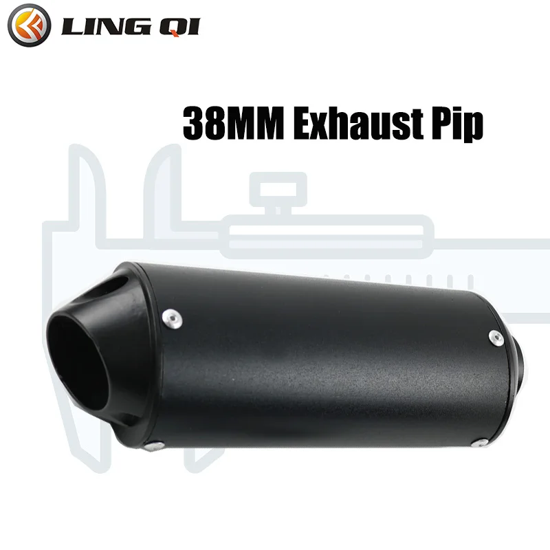 LING QI 28MM 32MM 38MM Motorcycle Exhaust Muffler Escape Moto Tailpipe For 110 125 150CC Dirt Pit Bike ATV   KAWASAKI