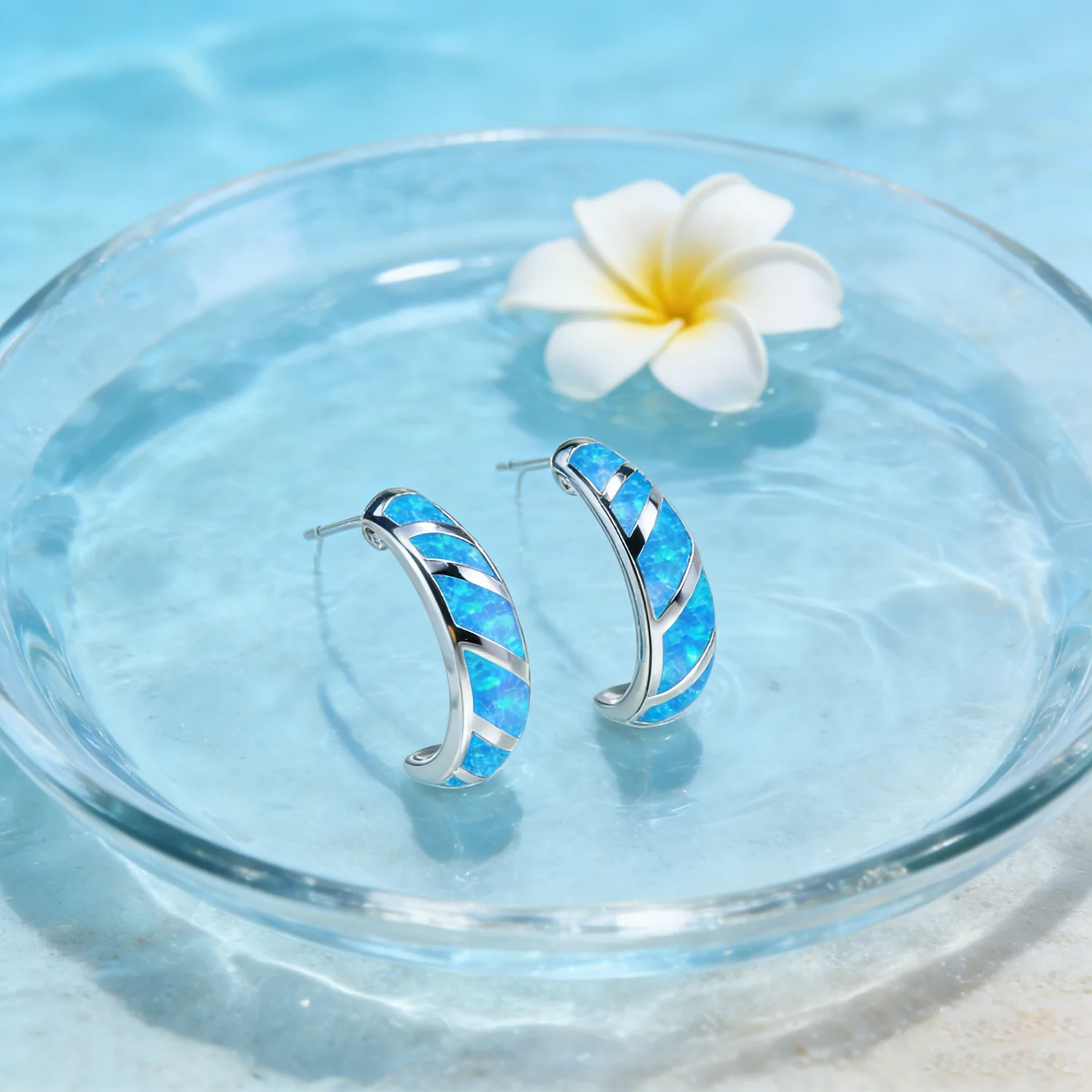 Kolczyki z niebieskim i białym – Opal Earrings Dangle recenzja i cena