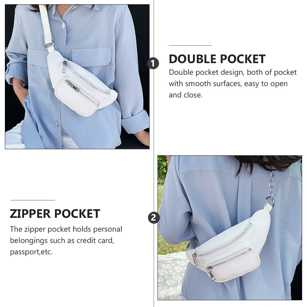 

Женская поясная сумка из искусственной кожи, 1 шт., большая вместительная модная сумка через плечо с двойным карманом и цепочкой на плечо