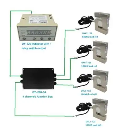 CALT S type weighing system DYLY-103 500kg 300kg 1t 1.5T load cell with 4 channel metal junction box DY220 indicator light