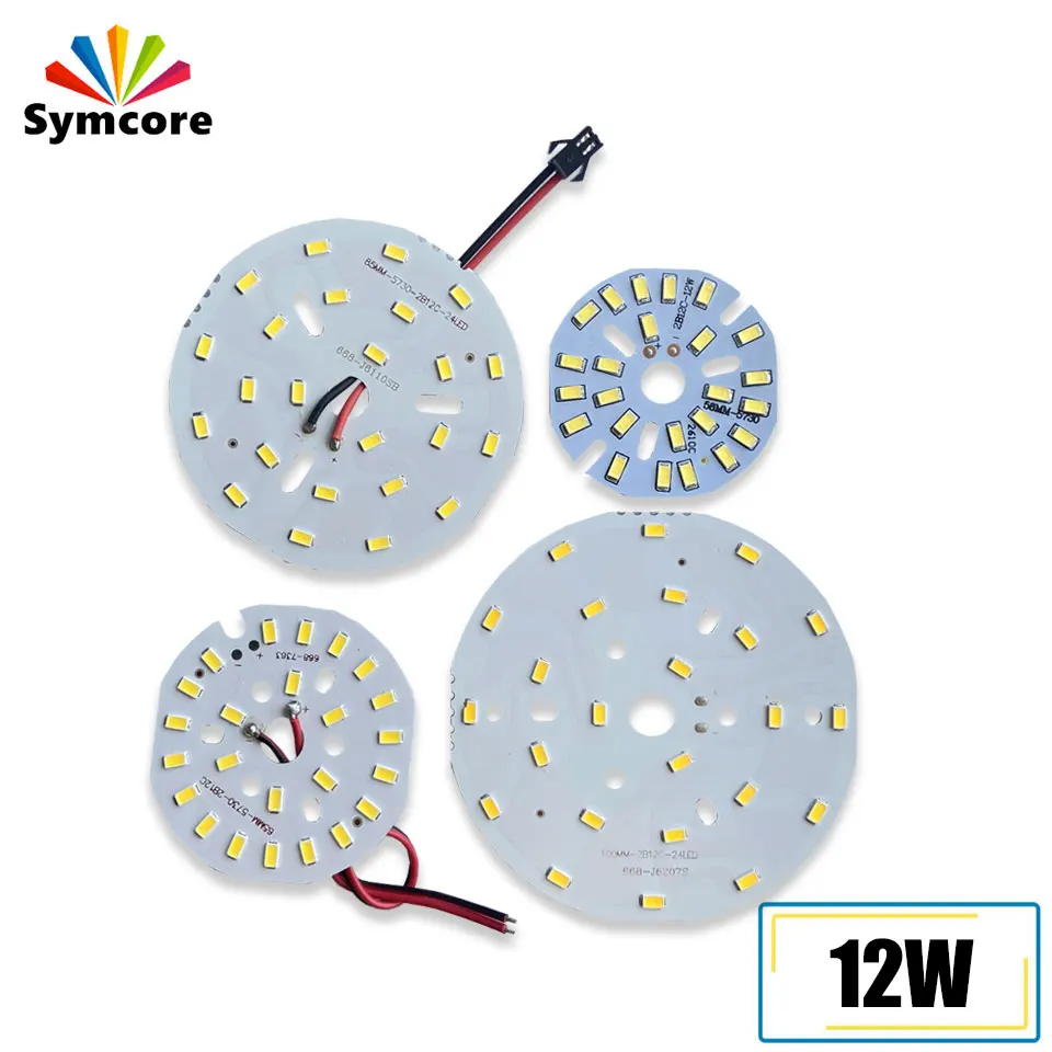 LED Chip 12W 58mm 65mm 85mm 100mm Round Lamp Board SMD 5730 Light Source With Wire DC280-300mA For Downlight Ceiling Light