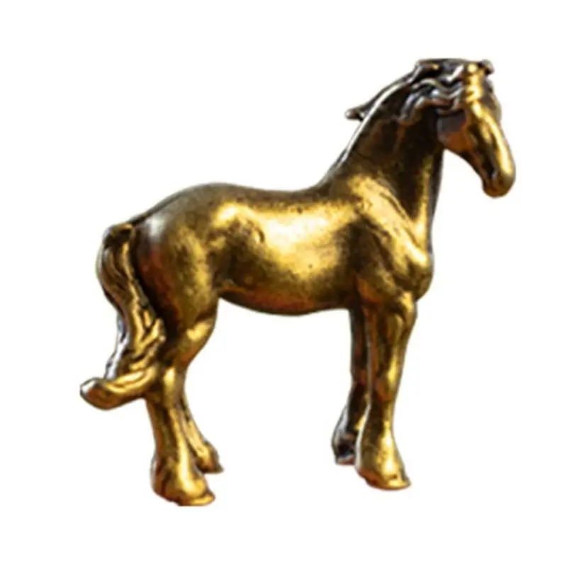 

E8BD Bronze Alloy Horse Statue Detailed Carving Home Office Garden Decorative Desk top Craft