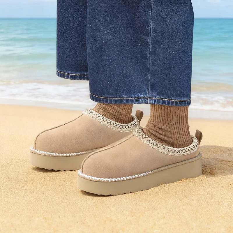 

Зимние женские зимние ботинки из натуральной замши Eyriphy, нечеткие теплые домашние тапочки, водонепроницаемые тапочки, женские ботильоны на мягкой подошве