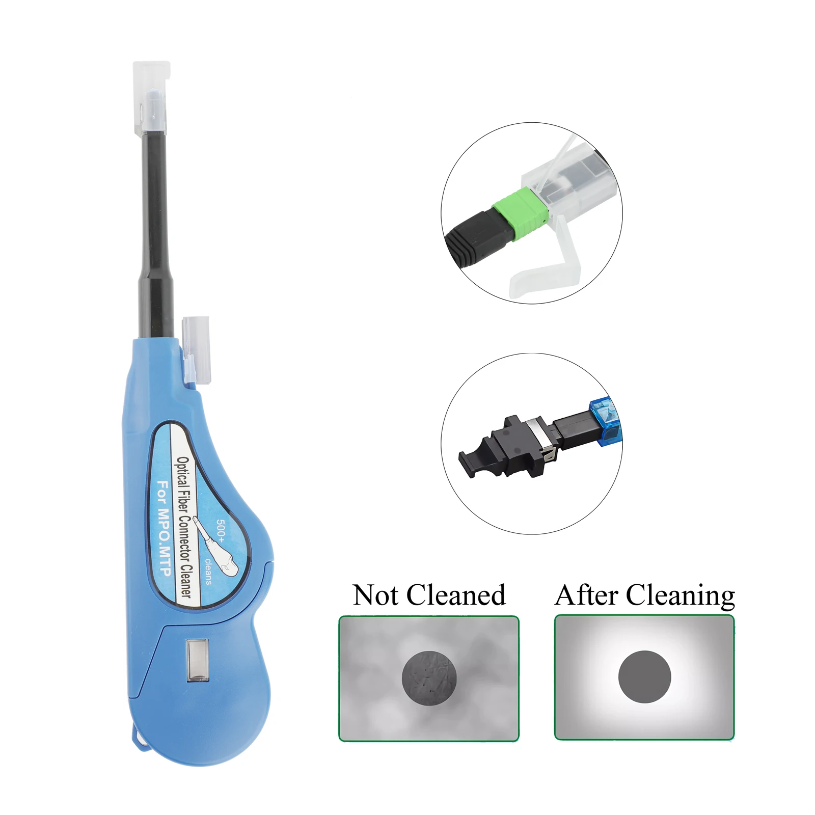 4 قطعة مجموعة أدوات تنظيف الألياف البصرية ، 1.25 مللي متر LC MU موصل/2.5 مللي متر SC FC ST LC ، MPO/MTP قلم تنظيف الألياف البصرية الصغير بزر واحد #3