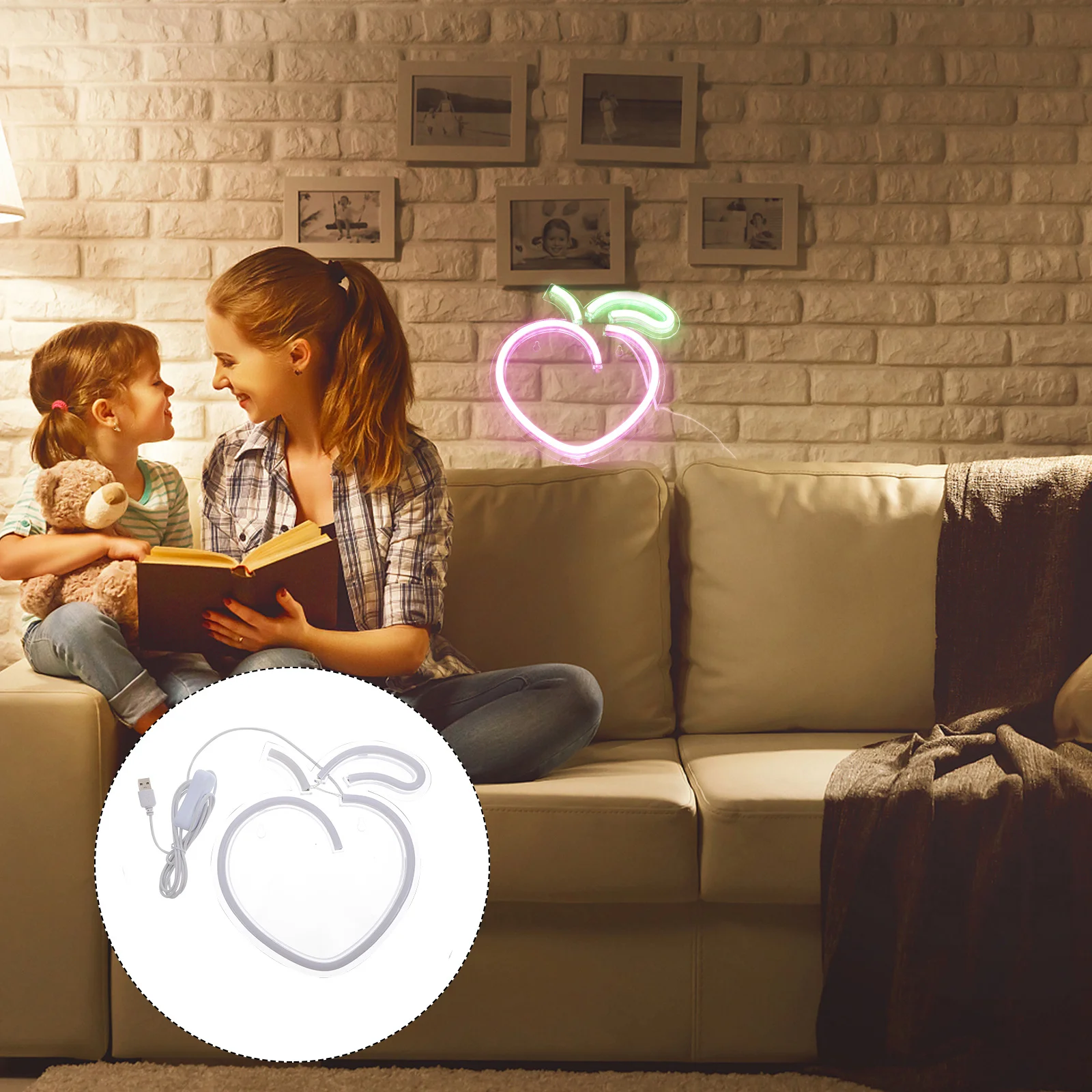 Créatif forme de pêche LED enseigne au néon USB alimenté veilleuse lampe à LED décorative intérieur néon décor lampe de nuit