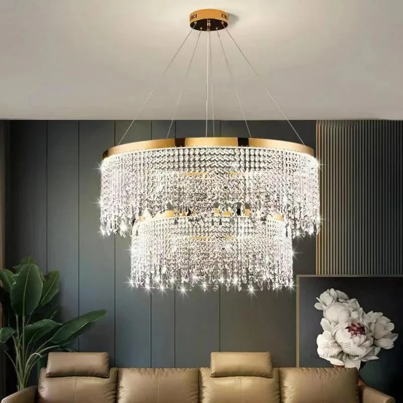 Luxury stainless steel K9 crystal Light Dining chandelier Living Room Bedroom Kitchen Hotel lobby