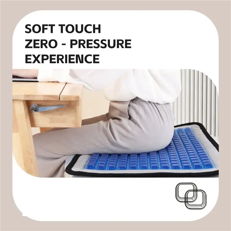 PZHI-For Pressure Relief, Cooling Gel Memory Foam Chair Wheelchair Seat Cushion With Slope-Edge Design(1PC)