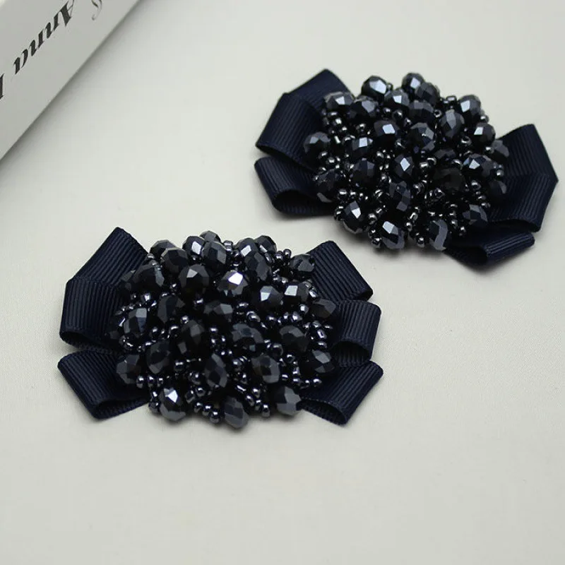 New Bowknot Shoe Charms Crystal Beads Shoe Decorations Removable Shoe Buckle Accessories For Women Shoes Decor