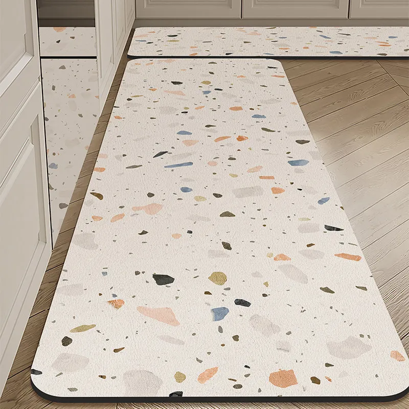 VIKAMA 1/2-Piece Set Modern Minimalist Quick-Dry, Machine-Washable Bathroom, Kitchen, and Laundry Room Rugs for Home Decor