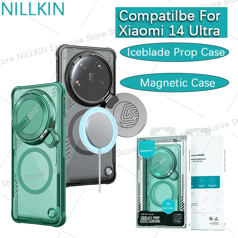 

Nillkin For Xiaomi 14 Ultra Iceblade Prop Magnetic Case Lens cover bracket protection anti drop airbag phone case shell